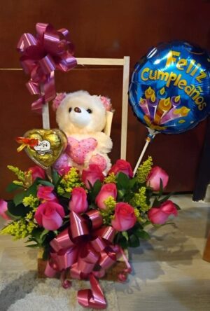 Columpio peluche rosas R66 - Arreglo de Rosas en Tunjuelito Te Mando Flores